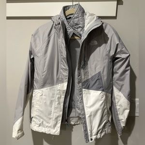 North face hyvent color block shell and liner XS